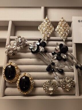Vintage KJL, Ciner & St. John Earrings, Givenchy Earrings, Vintage Clip-on Lot